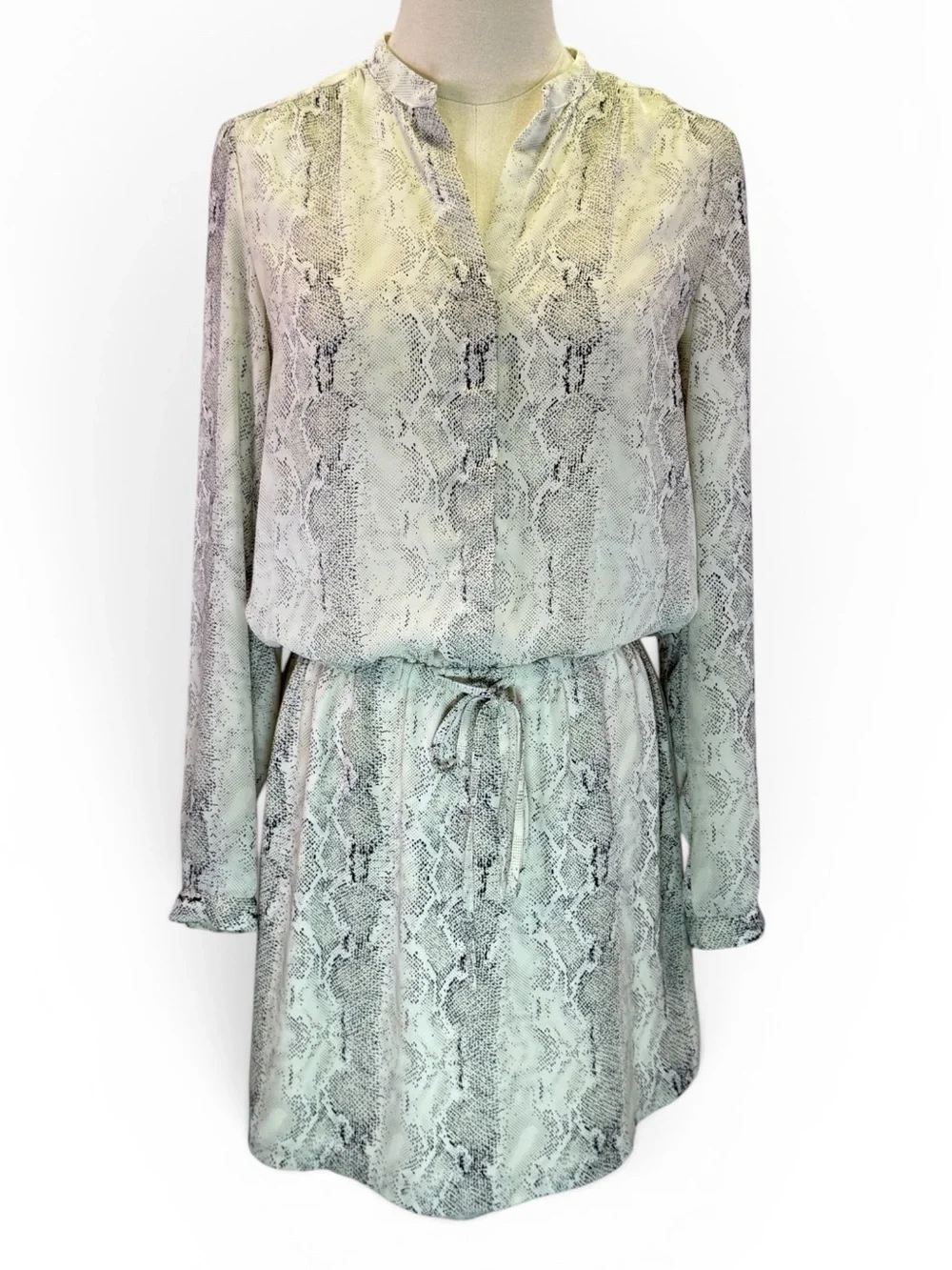 Hilary Radley Women Snakeskin Print Long Sleeve Tunic Dress Elastic Waist Size S